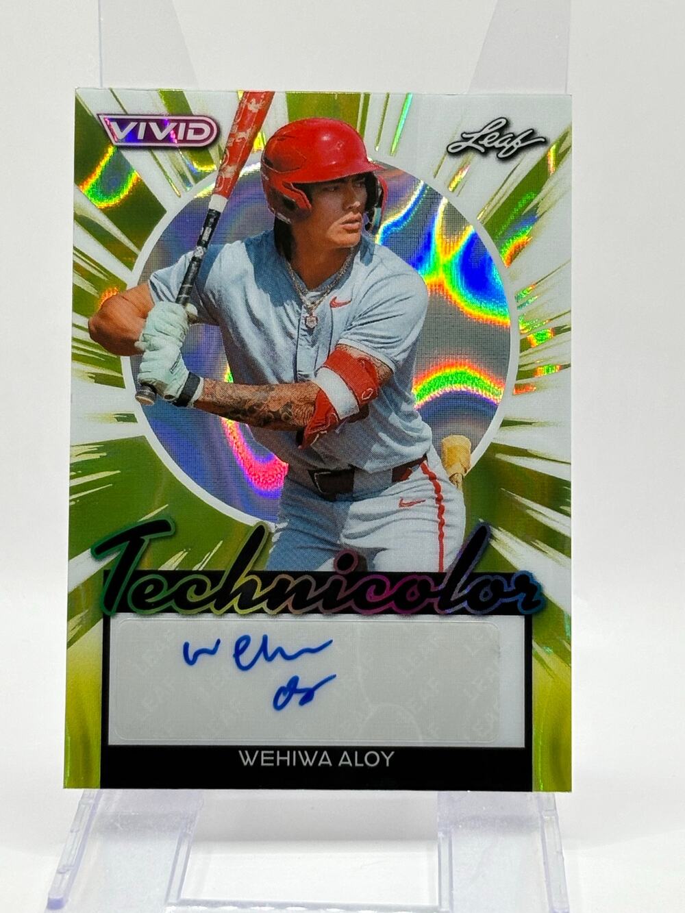 2024 Leaf Vivid Wehiwa Aloy Technicolor Yellow Lava Auto 3/10 SP Orioles